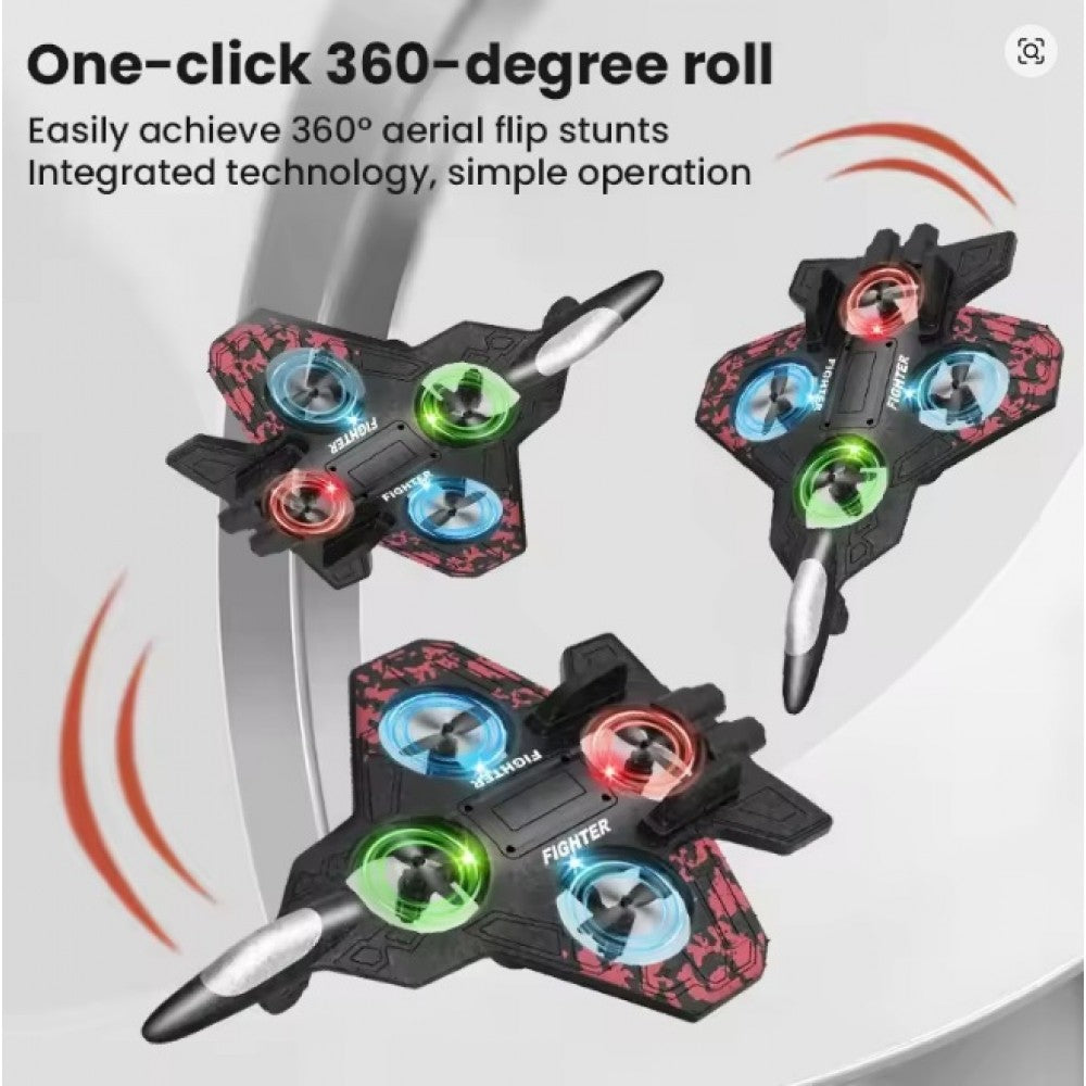 Advanced Fighter Jet RC Drone Upgraded Version with 360 Flips & LED Lights