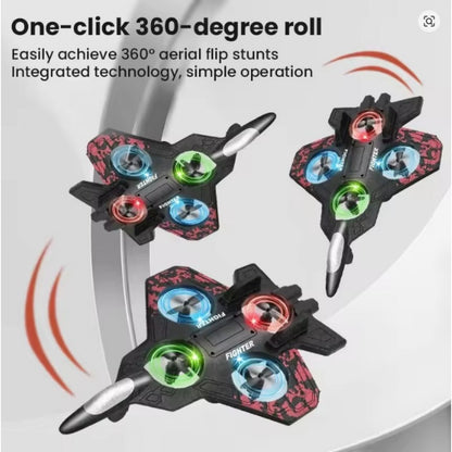 Advanced Fighter Jet RC Drone Upgraded Version with 360 Flips & LED Lights